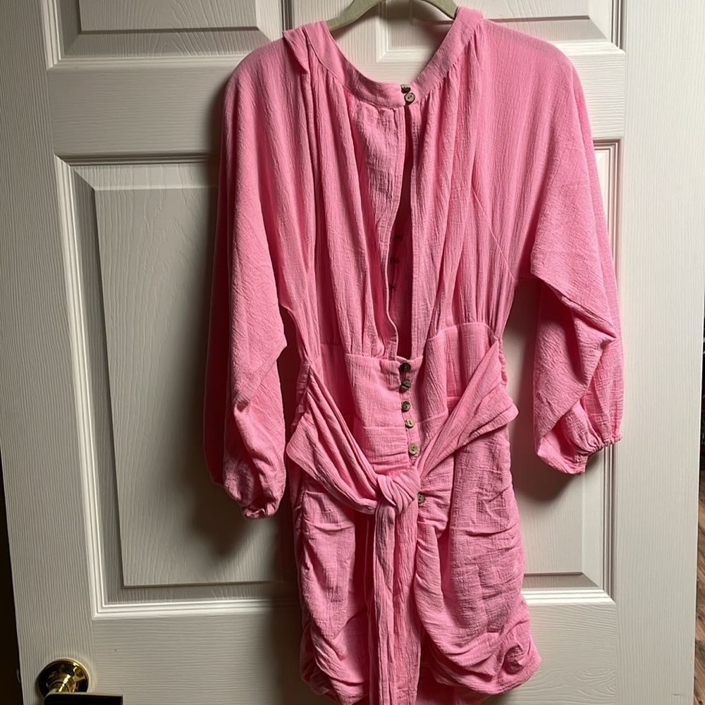 Free People Rouched Pink Dress XS - Picture 2 of 6
